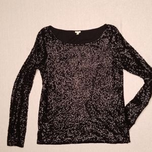 J CREW Black Sequin Tee S